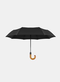 Czarny parasol z drewnianą rączką