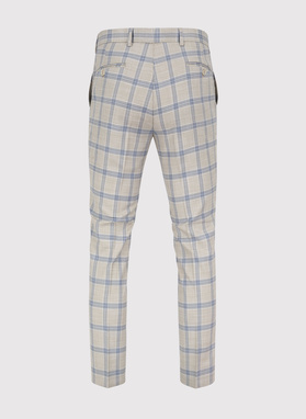 Beżowe spodnie garniturowe w kratę