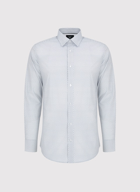 Biała koszula męska w mikrowzór