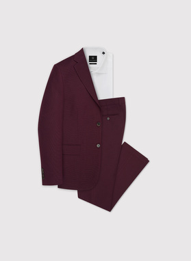 Gładki bordowy garnitur męski