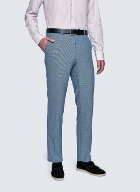 Niebieskie męskie spodnie garniturowe w kratkę