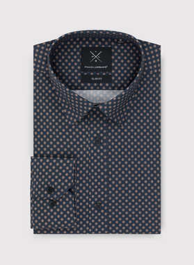 Granatowa koszula męska w mikrowzór