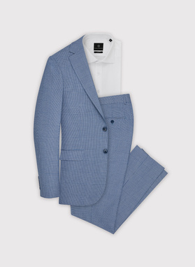 Niebieskie męskie spodnie garniturowe w kratkę