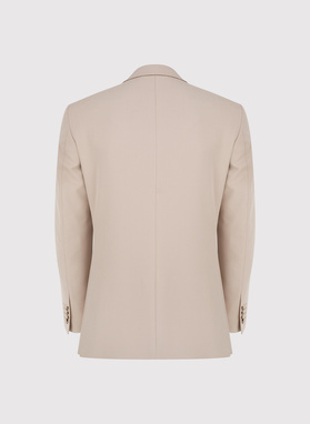 Gładki beżowy garnitur męski