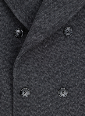 Szary płaszcz dwurzędowy z wełną