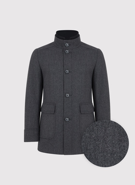 Szary płaszcz zapinany na guziki