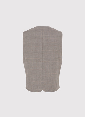 Dwurzędowa brązowa kamizelka w kratę