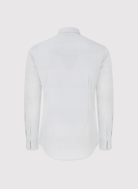 Biała koszula męska w mikrowzór
