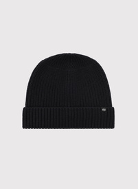 Czarna czapka męska z wełną