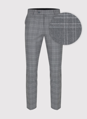 Szary męski garnitur w kratkę