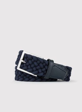 Granatowy pleciony pasek męski