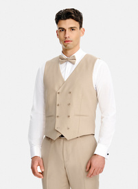 Beżowa kamizelka garniturowa z wełny