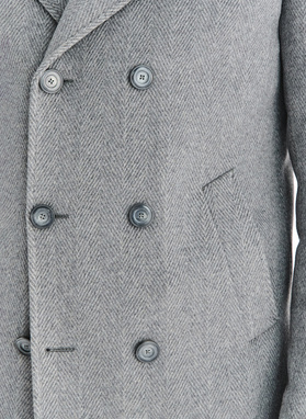 Wełniany dwurzędowy płaszcz męski