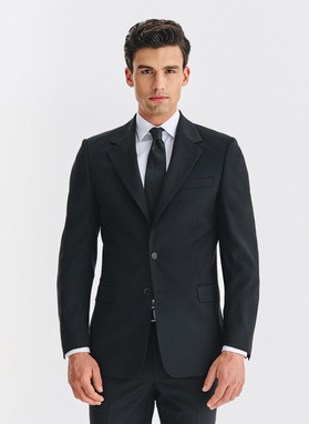 Wełniany czarny garnitur męski