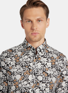 Czarna koszula męska kwiaty