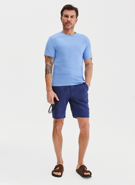 Lniane szorty męskie w kolorze granatowym