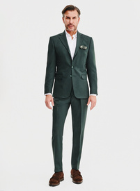 Gładki zielony garnitur męski
