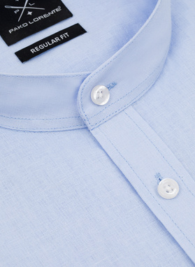 Niebieska koszula męska z lnu i bawełny