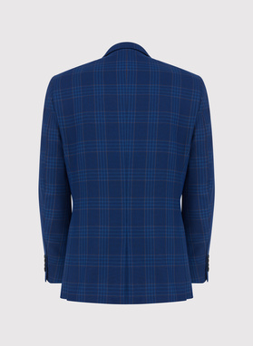 Granatowa marynarka casualowa w kratę