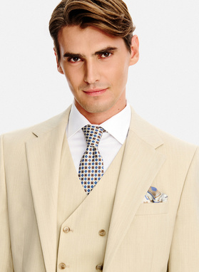 Ślubny beżowy garnitur z wełny