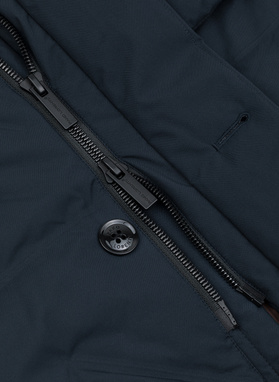 Granatowa pikowana kurtka z kapturem