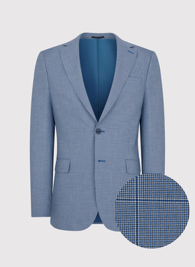 Niebieski garnitur męski w kratkę