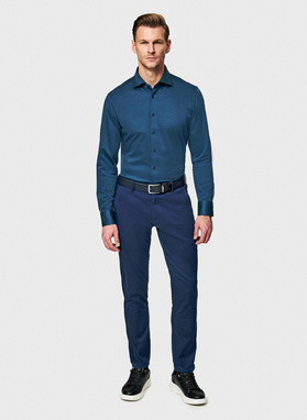 Granatowa dzianinowa koszula męska