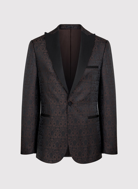 Brązowa żakardowa marynarka smokingowa