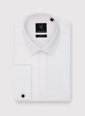 Biała koszula na spinki w fasonie slim