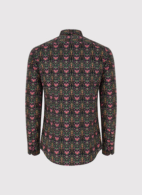 Czarna koszula w kolorowe kwiaty