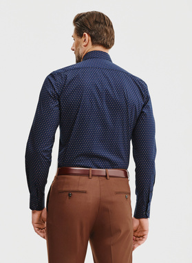 Granatowa koszula męska mikrowzór