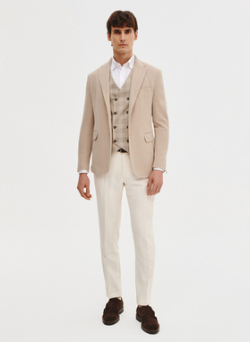 Dwurzędowa kamizelka męska w mocną kratę