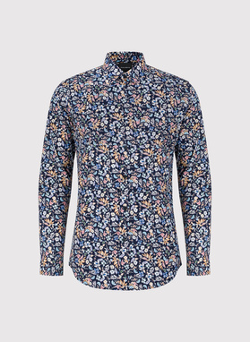 Granatowa koszula w kwiaty