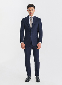 Wełniany granatowy garnitur męski