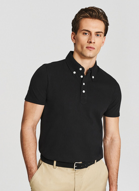 Czarny t-shirt polo z bawełny