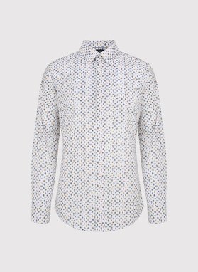 Biała koszula męska we wzór morski