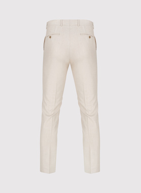 Beżowy garnitur męski z lnem