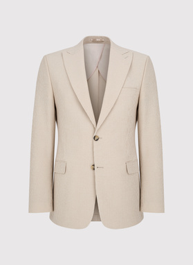 Beżowa marynarka garniturowa w prążek