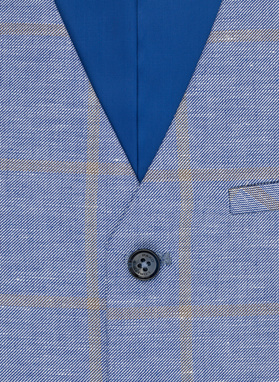 Męska niebieska kamizelka w kratkę