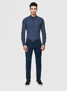 Dzianinowa koszula męska w kolorze granatowym