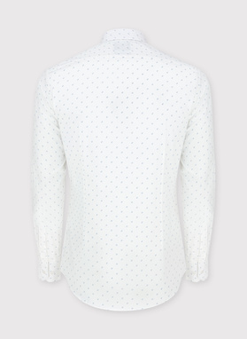 Biała koszula z długimi rękawami w mikrowzór