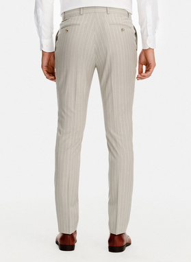 Beżowe spodnie garniturowe w prążek