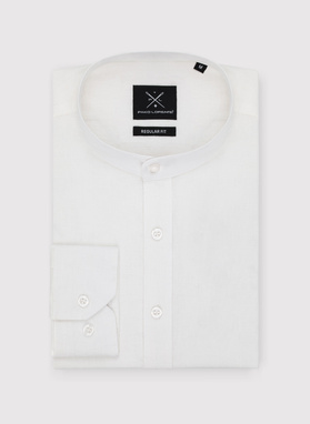 Biała koszula męska z lnu i bawełny