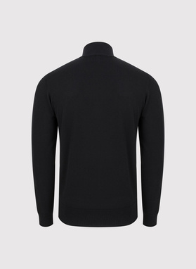 Czarny sweter z rozpinaną stójką