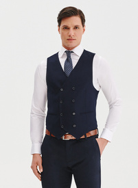 Granatowa dwurzędowa kamizelka męska