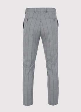 Szary garnitur w kratę Windowpane