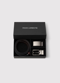 Dwustronny skórzany pasek z matową klamrą