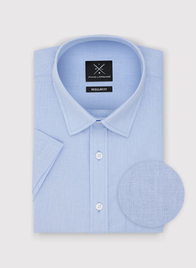 Lniana niebieska koszula z krótkim rękawem