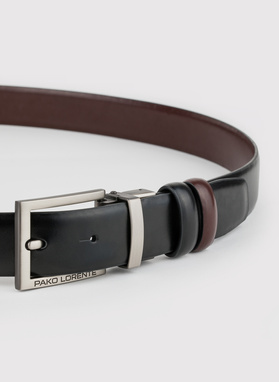 Dwustronny skórzany pasek z matową klamrą