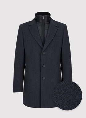 Grafitowy płaszcz męski z odpinanym kołnierzem